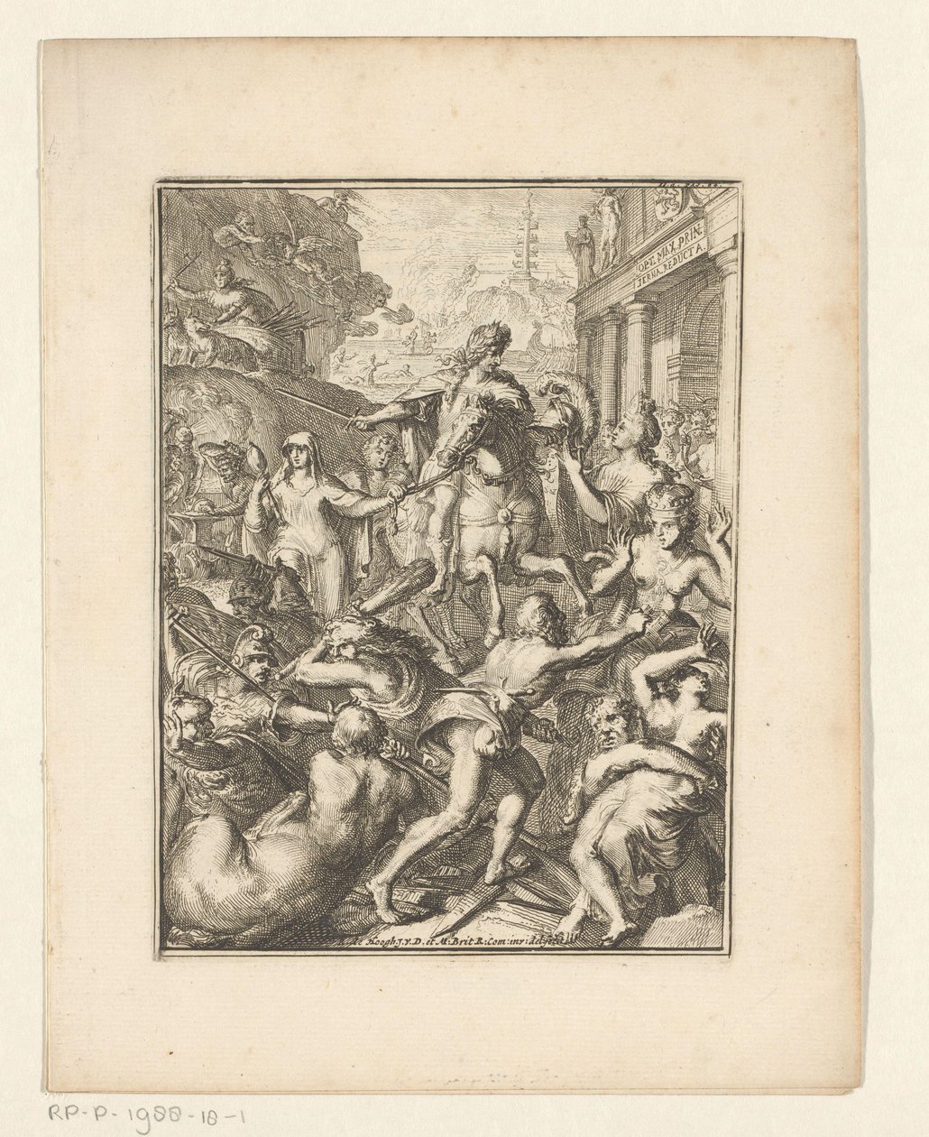 Allegorisk representasjon av Vilhelm III på hesteryggen av Romeyn de Hooghe