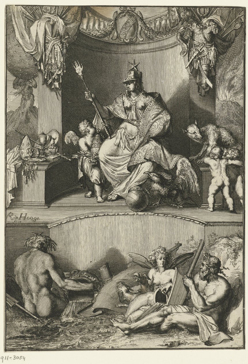 Allegorisk representasjon av byen Roma av Romeyn de Hooghe
