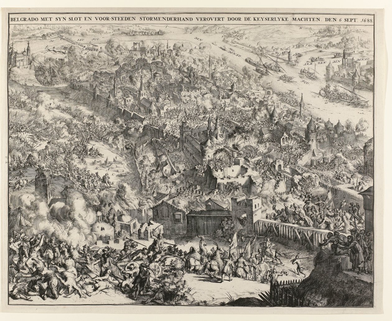 Belgrad tatt med storm av Maximilian Emanuel, kurfyrsten i Bayern, 6. september 1688 av Romeyn de Hooghe
