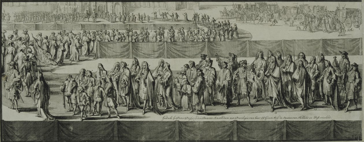 Begravelsesprosesjon til dronning Mary II, 1695 av Romeyn de Hooghe