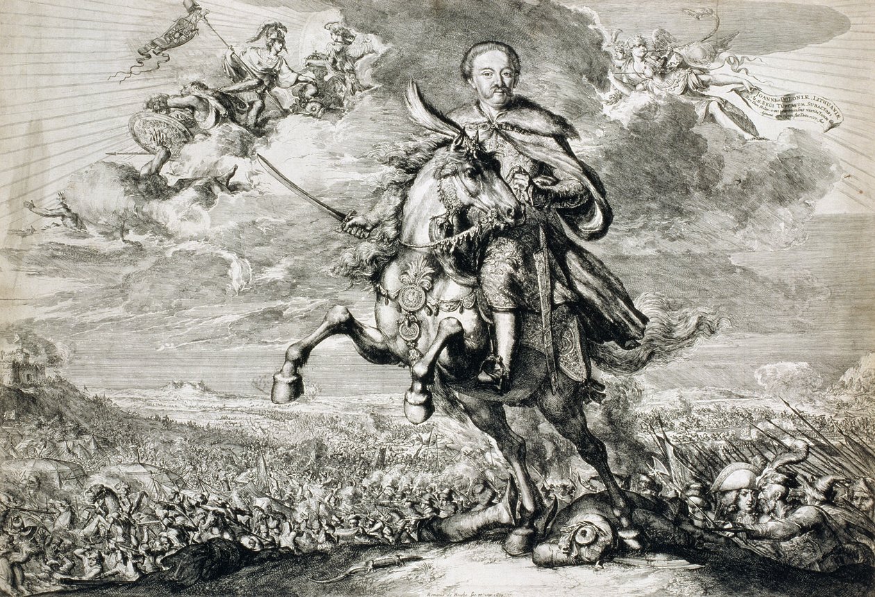 Glorifisering av John Sobieski III (1629–96) i slaget ved Chocim, 1674 av Romeyn de Hooghe