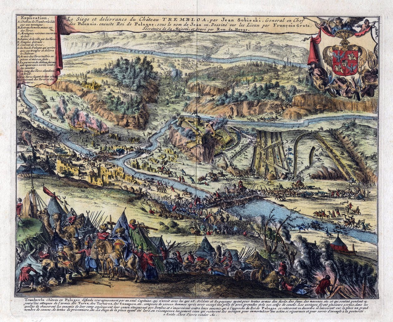 Den polske tyrkiske krigen (1672-1676) - Slaget ved Trembowla (Terebovlia, Ukrine) - Beleiringen av Trembowla i 1675 - Kunstverk av Romeyn de Hooghe (1645-1708) - 1690 - Etsning, akvarell - 35,2x42,6 - Privat samling av Romeyn de Hooghe