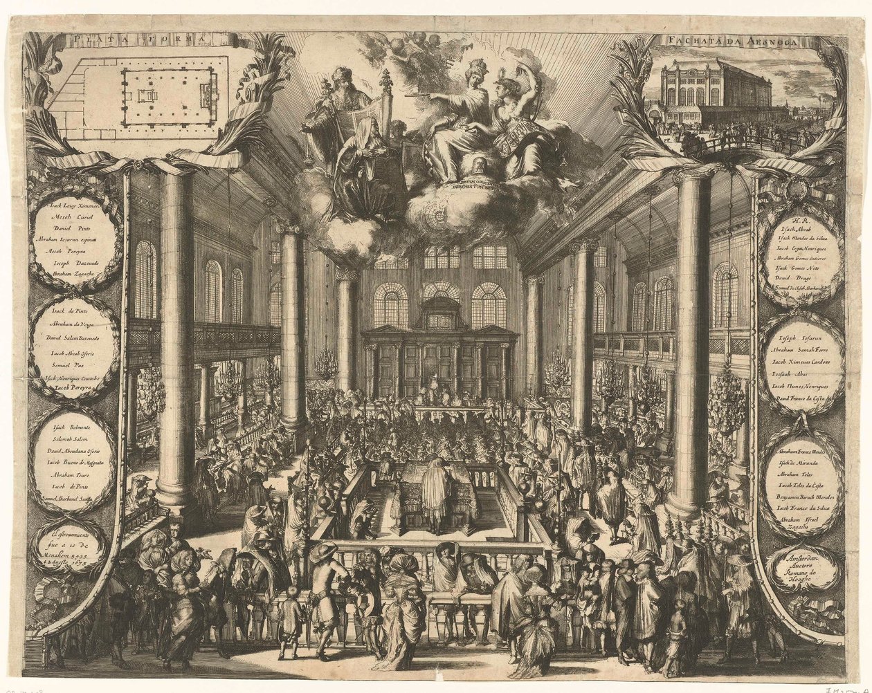 Innvielse av den portugisiske synagogen i Amsterdam, 1675 av Romeyn de Hooghe