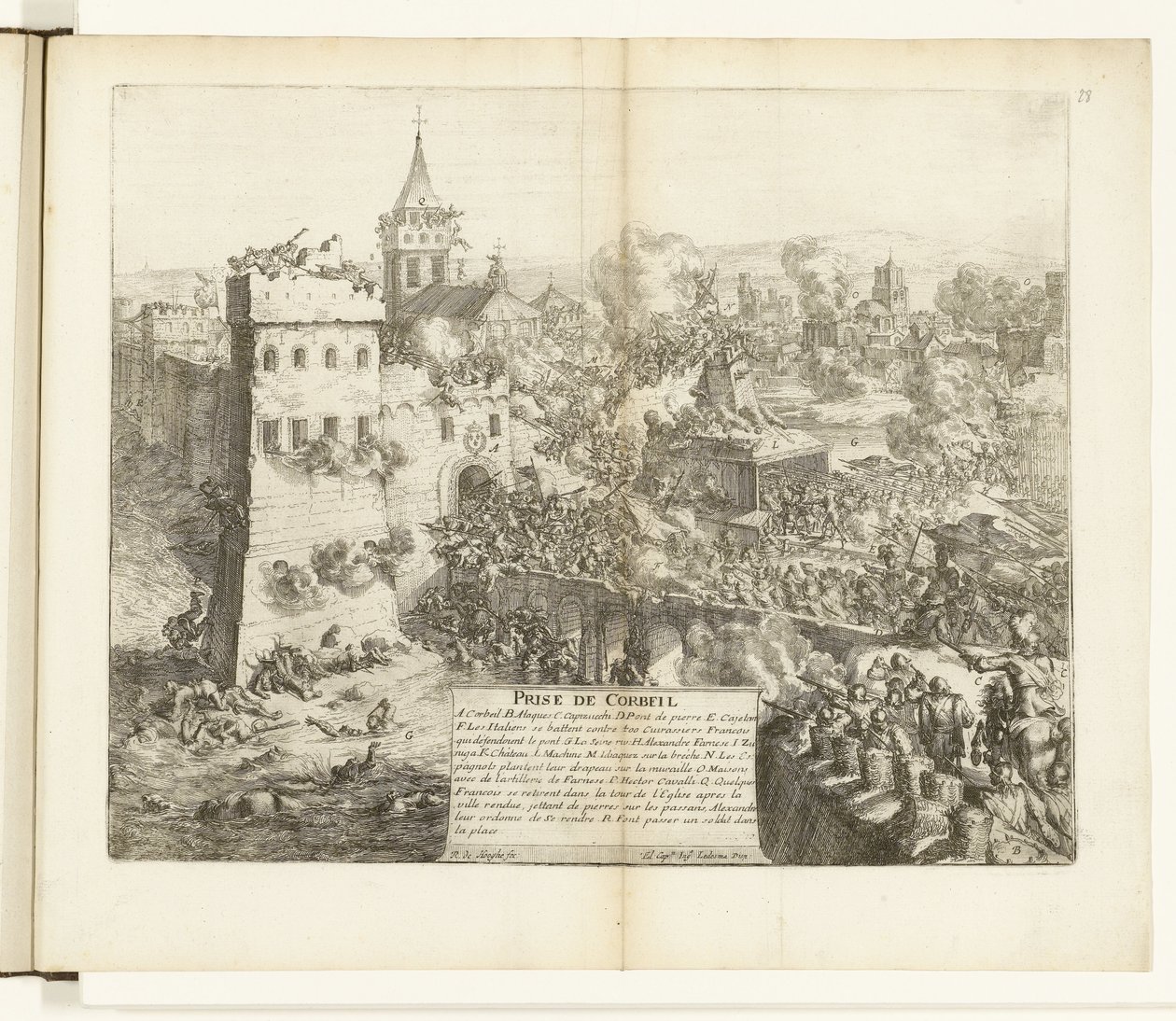 Inname van Corbeil, 1590 Capture of Corbeil (tittel på objekt) Wars of Flanders (serietittel) av Romeyn de Hooghe