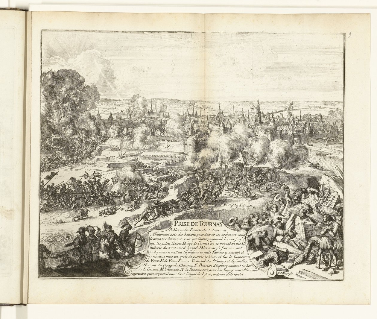 Erobringen av Tournai, 1581 Prize de Tournay (tittel på objekt) Guerres de Flandres (serietittel) av Romeyn de Hooghe