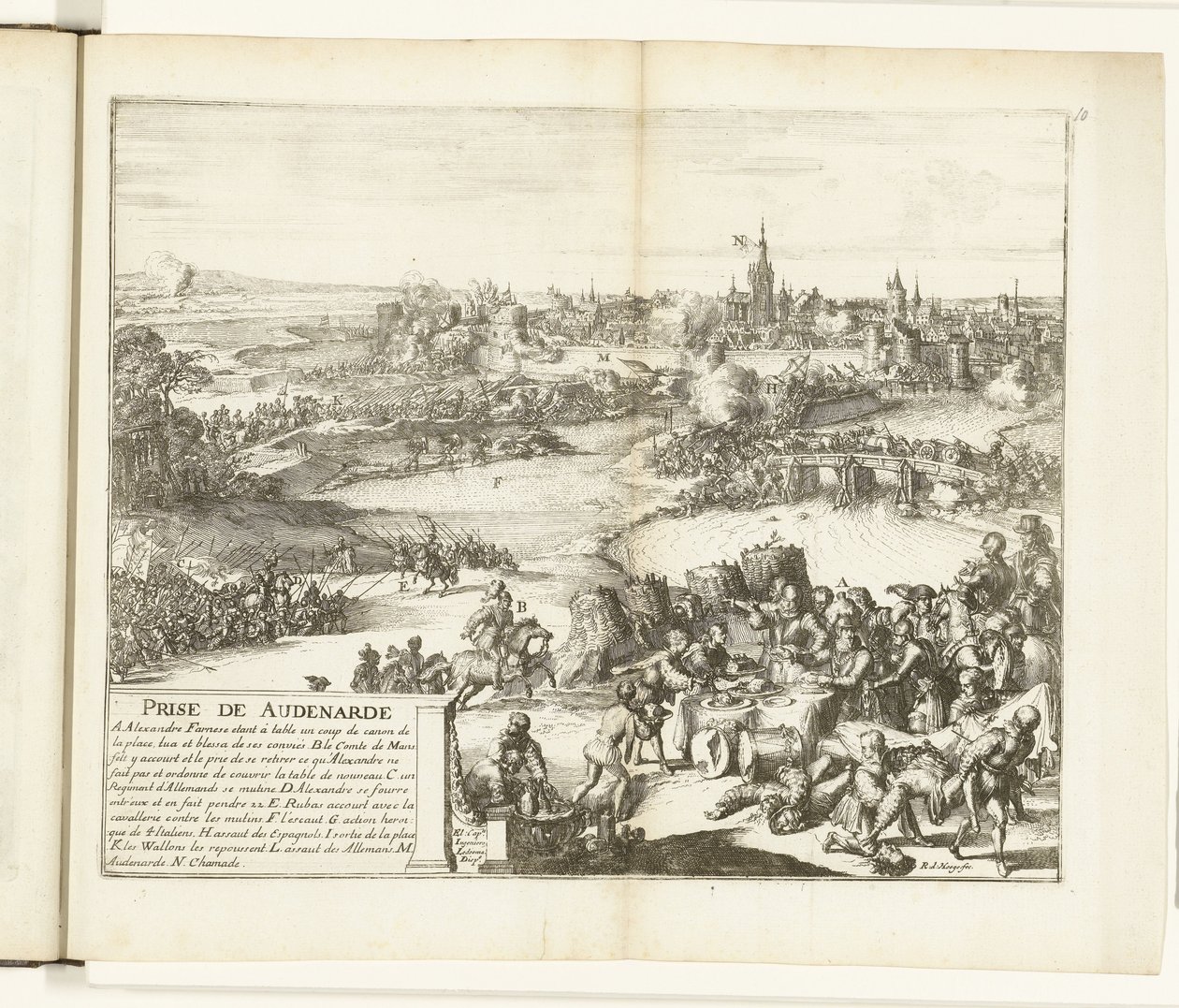 Tar Oudenaarde, 1582 Prize de Audenarde (tittel på objekt) Guerres de Flandres (serietittel) av Romeyn de Hooghe