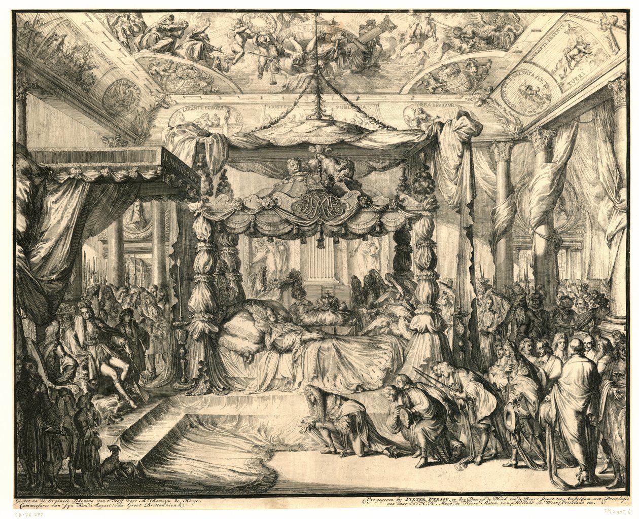 Dronning Mary II Stuart på dødsleiet, 1695 The Death and Burial of Mary II Stuart, Queen of England, 1695 (serietittel) av Romeyn de Hooghe