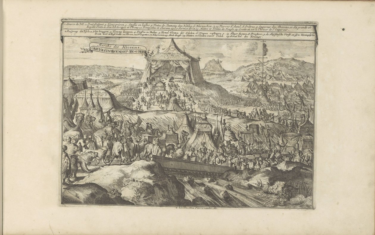 Optocht av Abessijn Abyssinian op Tight / March of the Abyssinians (tittel på objekt) Øst- og Vestindia og andre steder (serietittel) av Romeyn de Hooghe