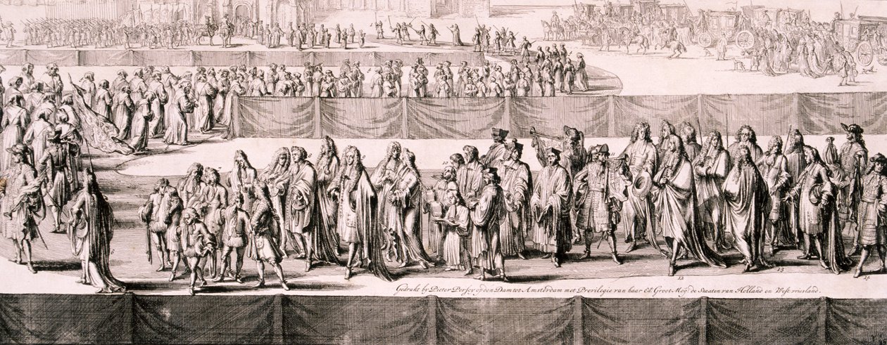 Dronning Mary IIs begravelse, Westminster Abbey, London, 1695 av Romeyn de Hooghe