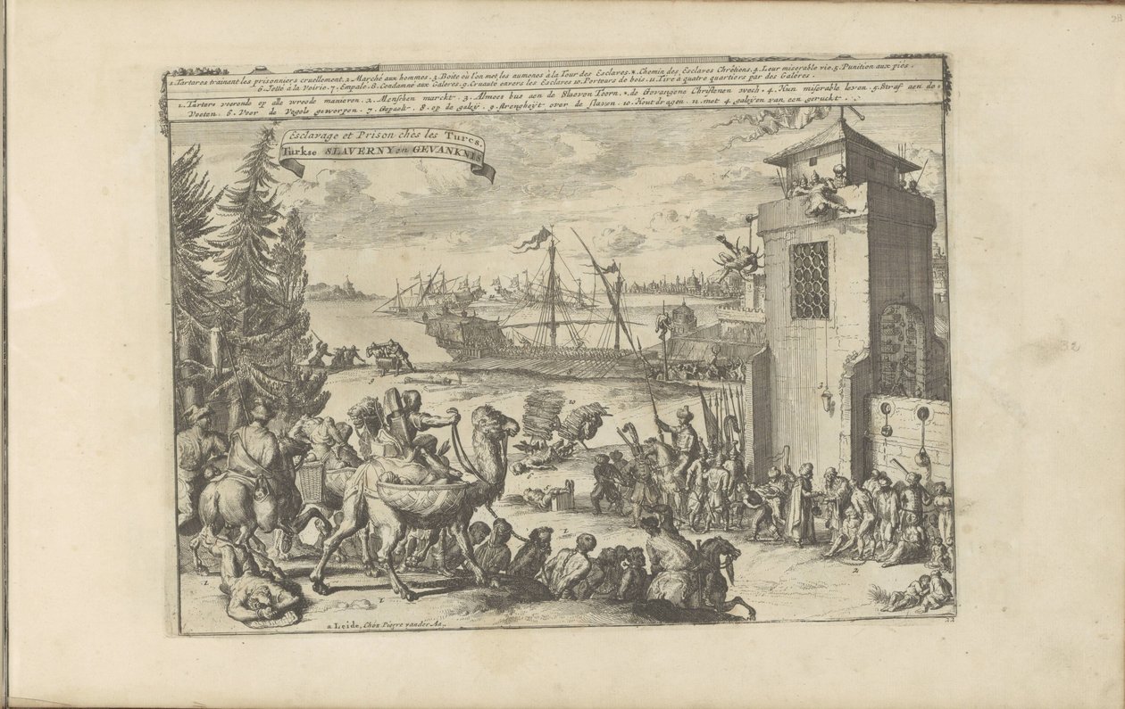Slaven en gevangenen bij de Turken Turkse slavernij en gevangenis / Slaveri og fengsel blant tyrkerne (tittel på objekt) Øst- og Vestindia og andre steder (serietittel) av Romeyn de Hooghe