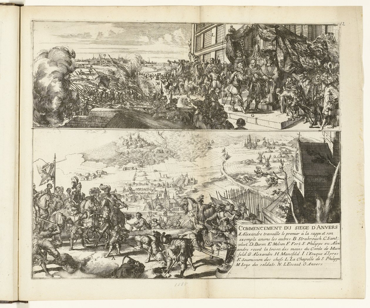 To skildringer av beleiringen av Antwerpen av hertugen av Parma, 1584-1585 Commencement du siege d