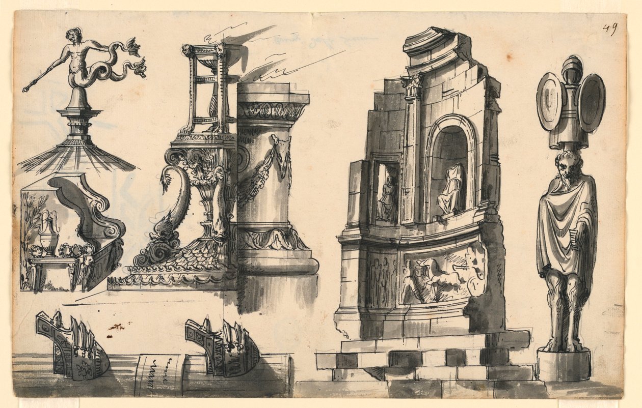 Arkitektoniske detaljer i klassisk og pseudo-klassisk stil av Romolo Achille Liverani