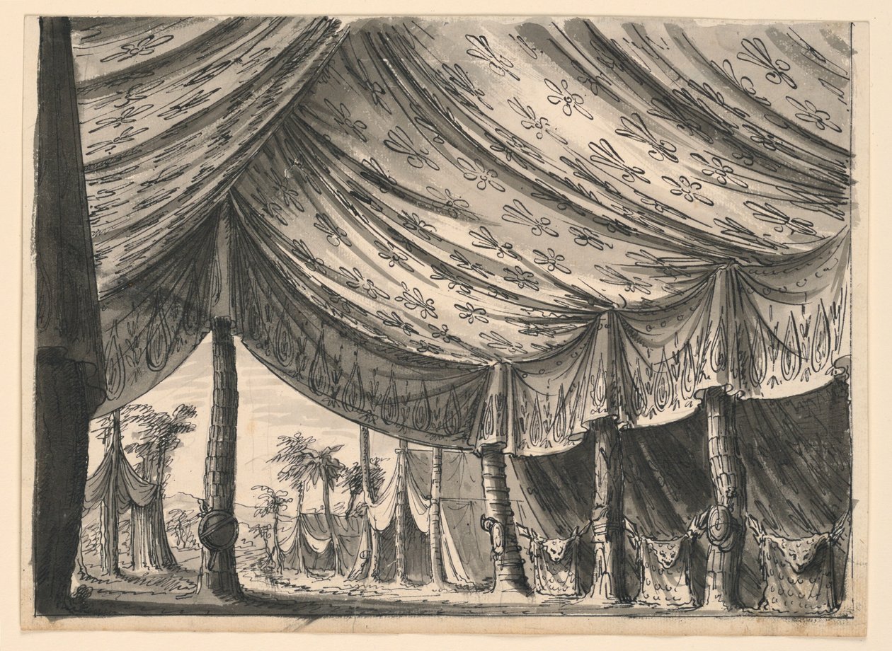 Scenedesign, Tent of Genghis Khan, for balletten "Genghis Khan" av Luigi Henry av Romolo Achille Liverani
