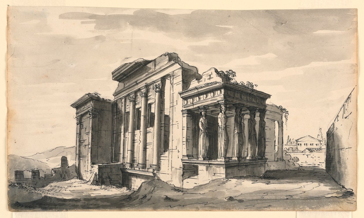 Scenedesign, The Erectheion på Akropolis, Athen, Hellas av Romolo Achille Liverani