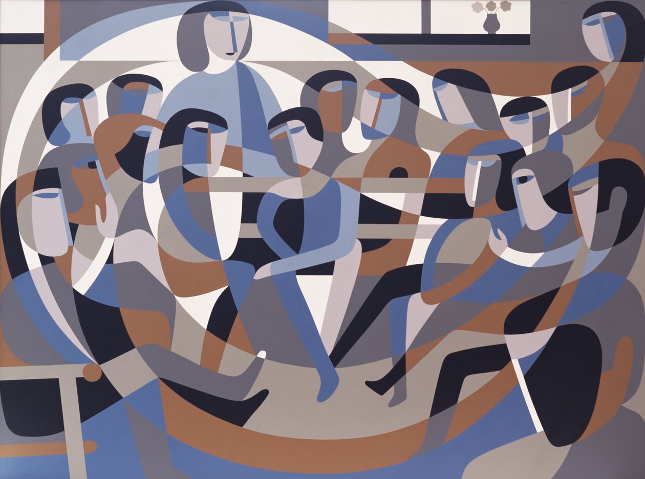 Jordans Quaker Meeting 2, 1993 (akryl om bord) av Ron Waddams