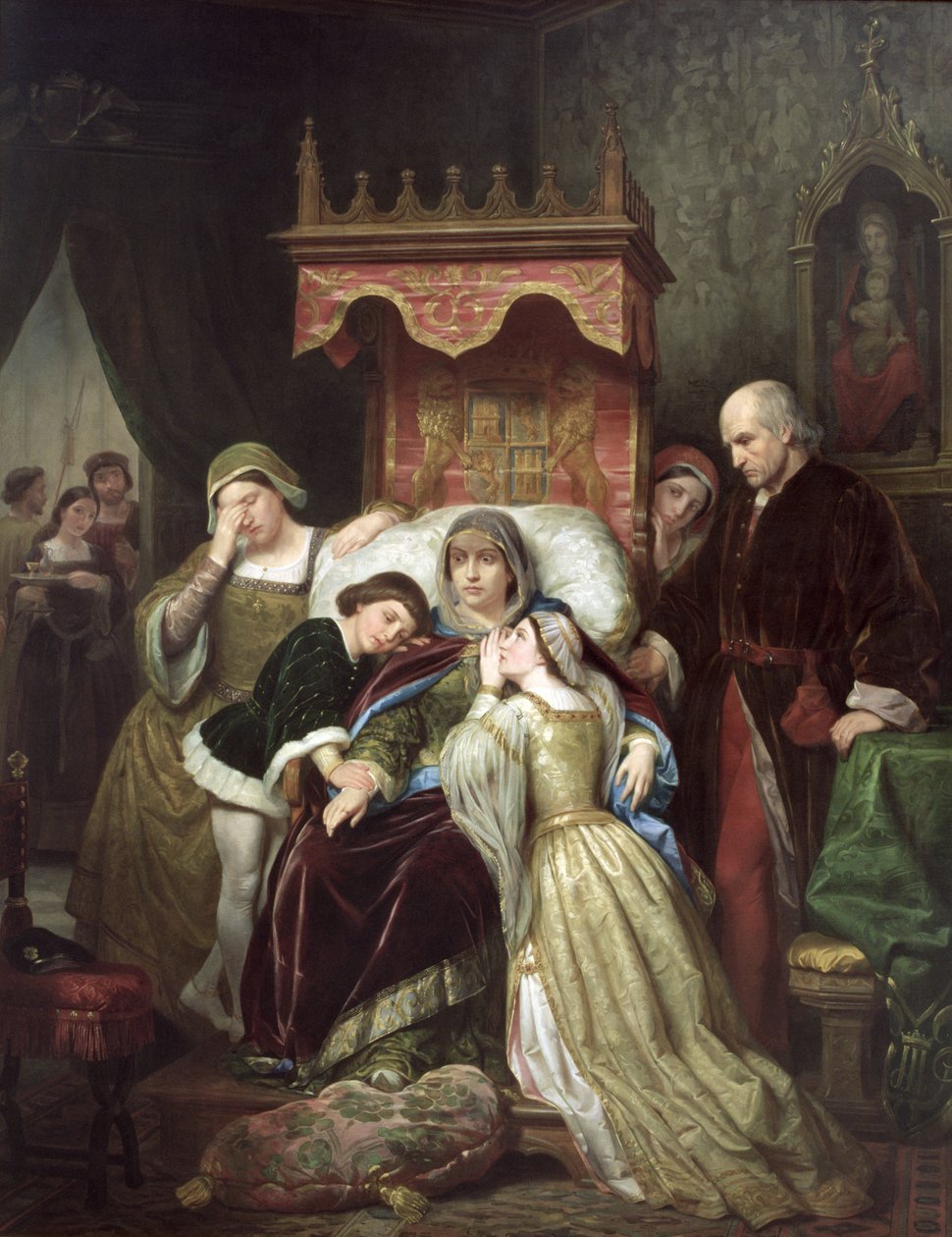 Galskapen til Isabel av Portugal, ca. 1855 (olje på lerret) av Roque Pelegri