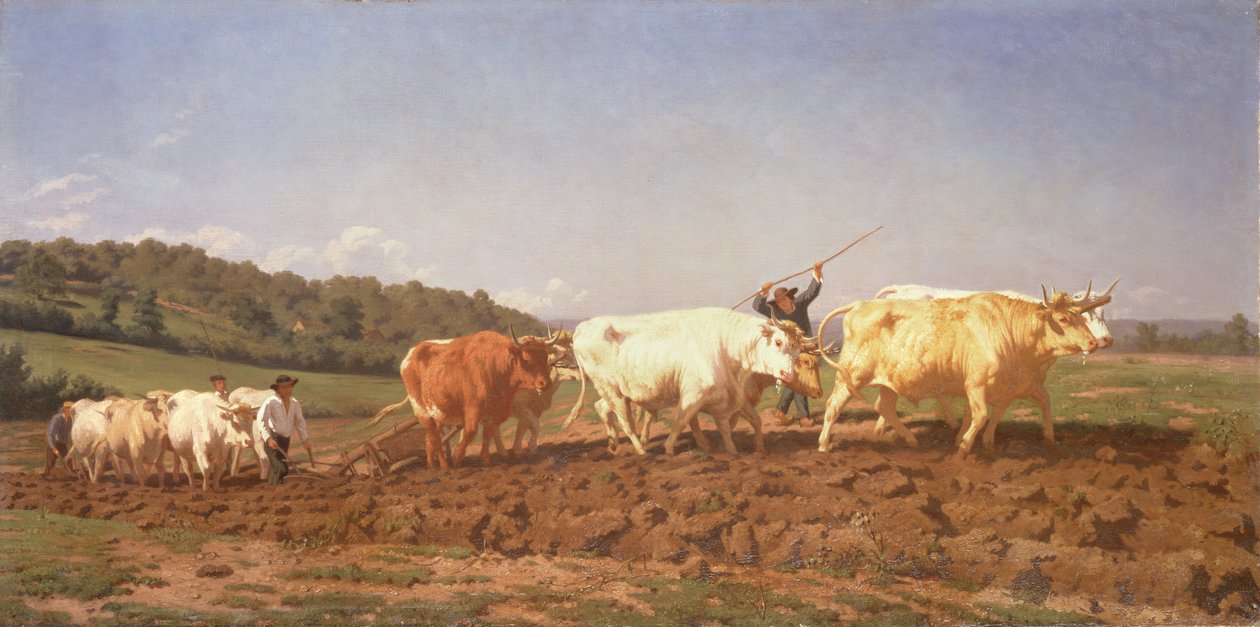 Pløying i Nivernais, 1850 (se detalj 60150) av Rosa Bonheur