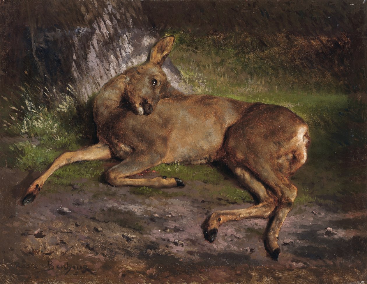 Et rådyr i skogen (olje på lerret) av Rosa Bonheur