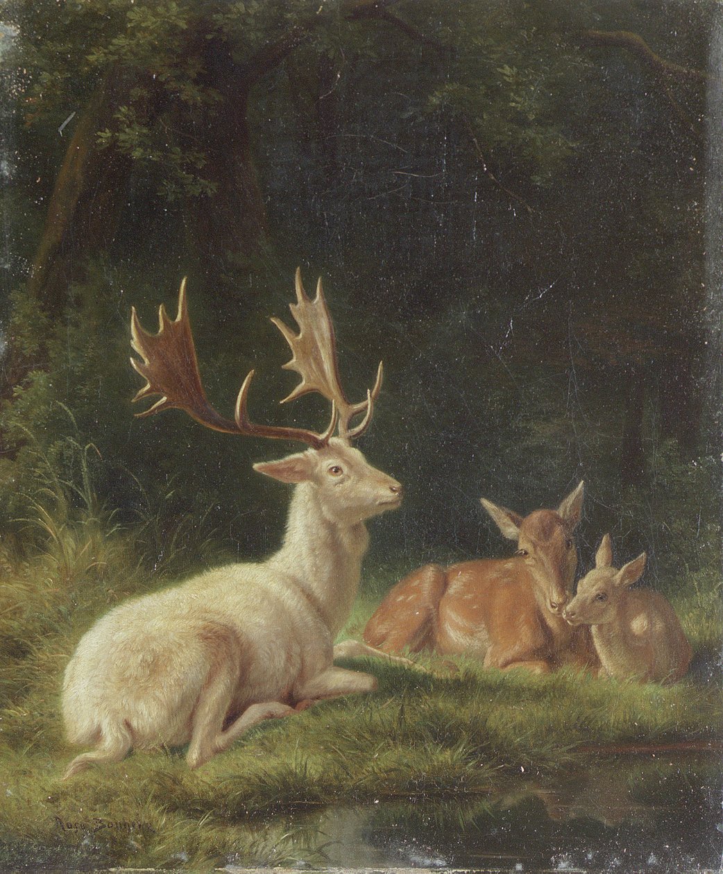 Hjort i et landskap (olje på lerret) av Rosa Bonheur