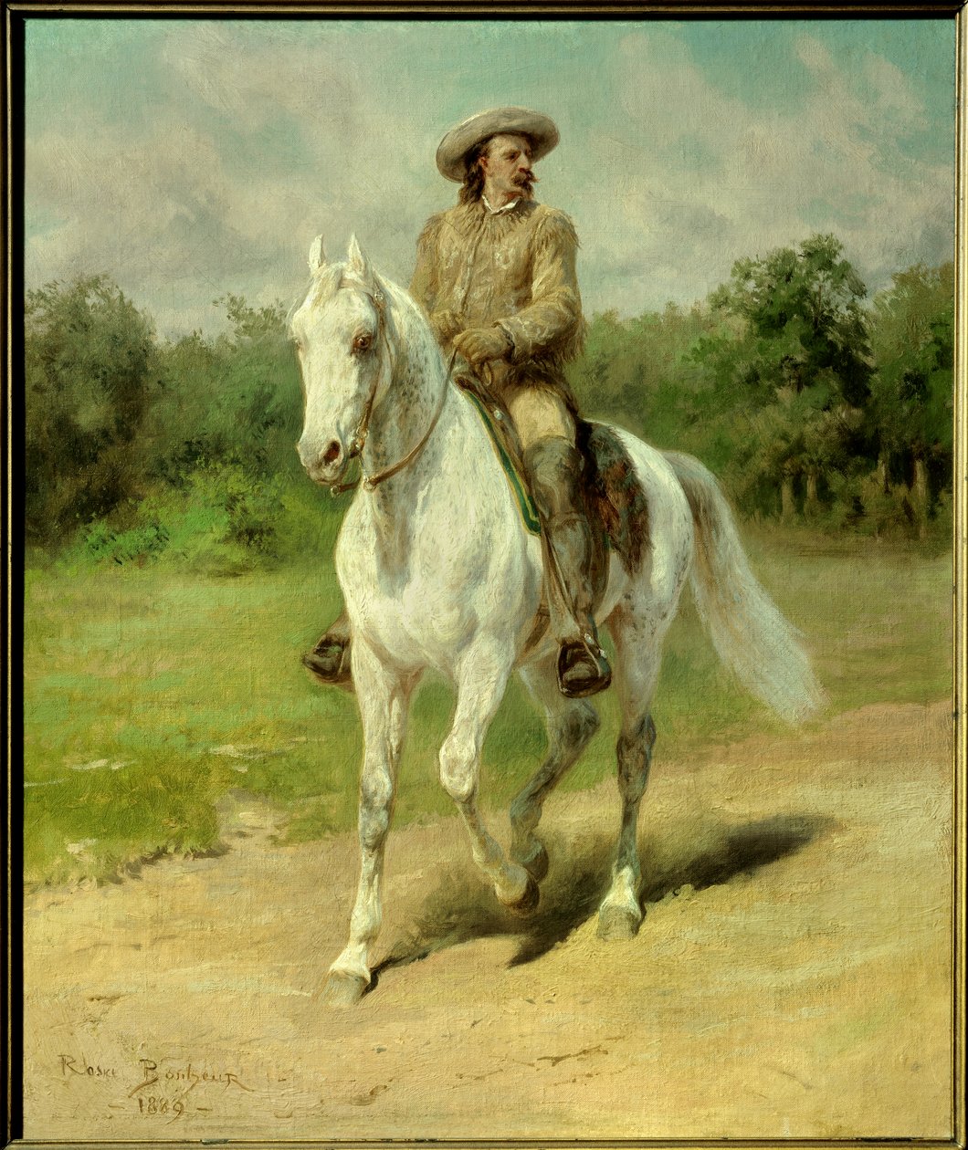 Portrett av William Frederic Cody (1846-1917), kjent som Buffalo Bill, amerikansk soldat, eventyrer og rytterskuespiller. Maleri av 1889 av Rosa Bonheur (1822-1899). Cody, Buffalo Bill Historical Center. - Portrett av William Frederick Cody (1846-1917), ni av Rosa Bonheur