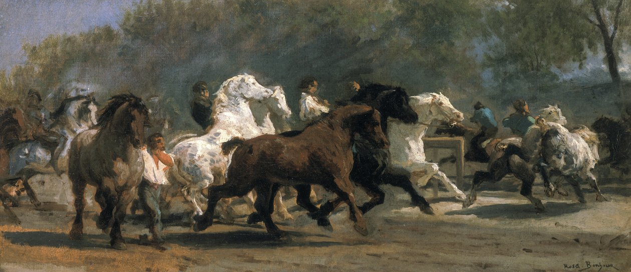 Studie for Hestemarkedet, 1852-54 av Rosa Bonheur