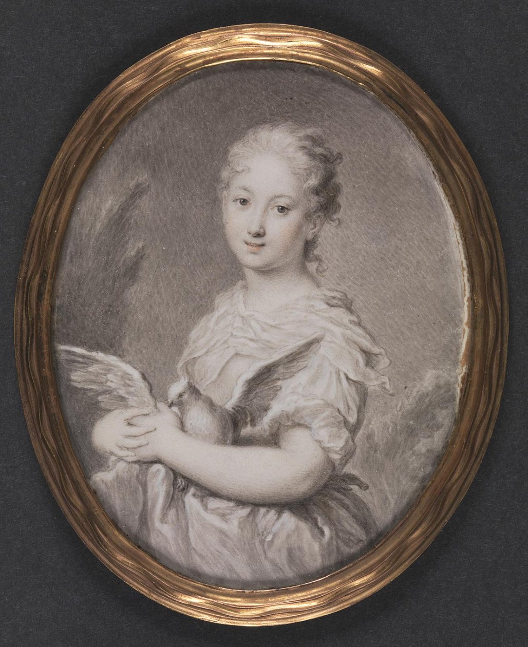 Kyskhet. En ung jente med en due av Rosalba Carriera