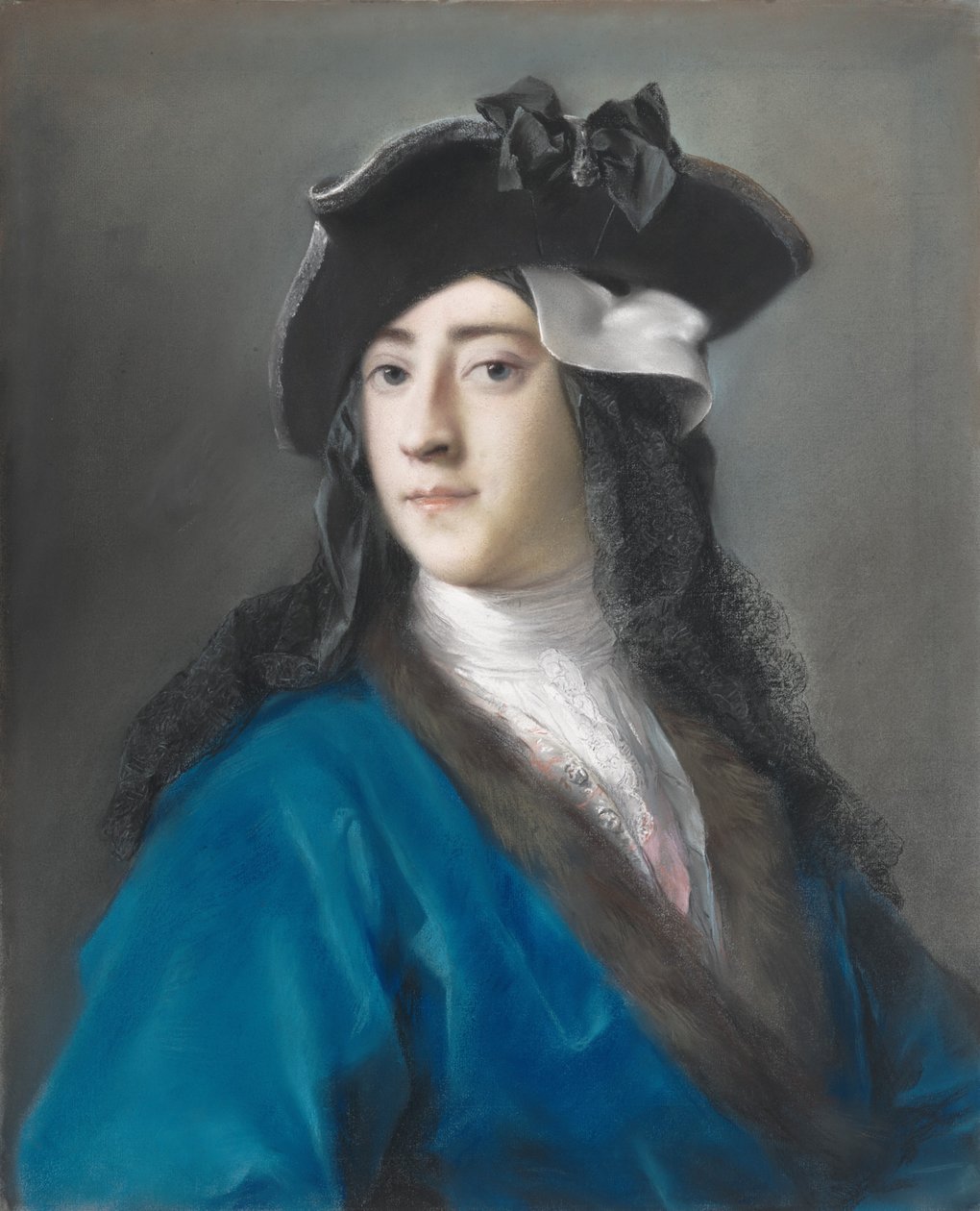 Gustavus Hamilton, Second Viscount Boyne, i Masquerade Costume, 1730-31 (pastell på papir, lagt ned på lerret) av Rosalba Giovanna Carriera