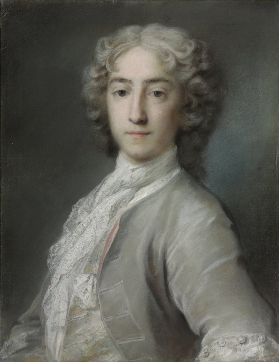 Portrett av Lord Sidney Beauclerk, halvlangt, i en grå fløyelsfrakk og hvitt lager av Rosalba Giovanna Carriera