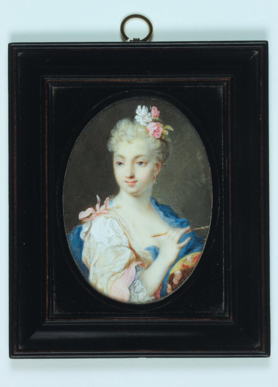 Selvportrett (akvarell på elfenben) av Rosalba Giovanna Carriera