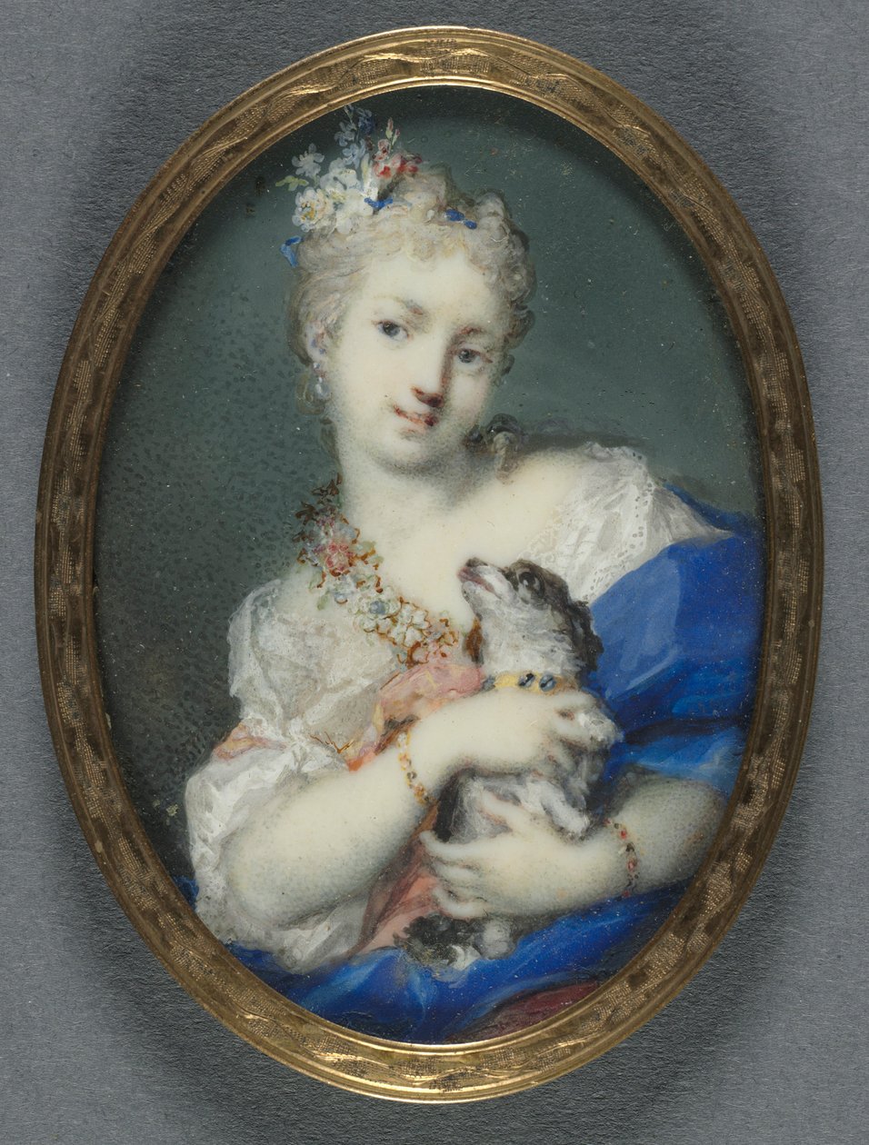 Kvinne med hund, 1710-1720. av Rosalba Giovanna Carriera