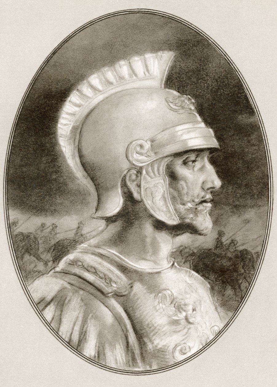 Ashoka, død 232 f.Kr., alias Ashoka den store. Indisk keiser av Maurya-dynastiet. Illustrasjon av Gordon Ross, amerikansk kunstner og illustratør (1873-1946), fra Living Biographies of Famous Rulers. av Ross Gordon