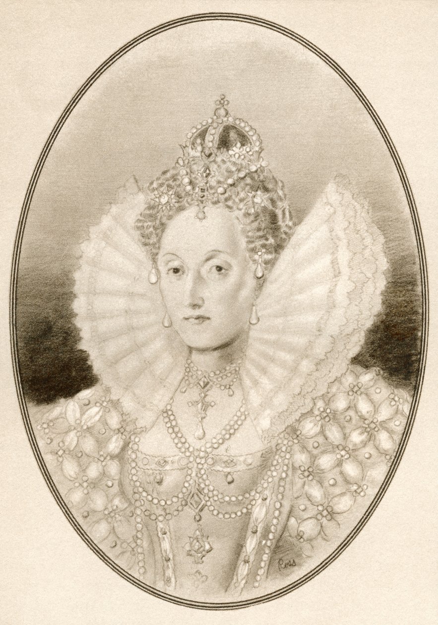 Elizabeth I, aka The Virgin Queen, Gloriana eller Good Queen Bess, fra Living Biography of Famous Rulers. av Ross Gordon
