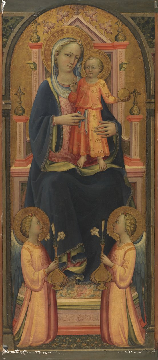 Jomfru og barn på tronen, med to engler, ca. 1420-25 av Rossello di Jacopo Franchi