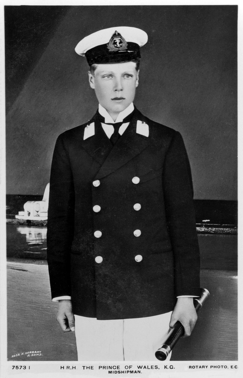 Prinsen av Wales i uniformen til en midtskipsmann, 1910. av Rotary Photo