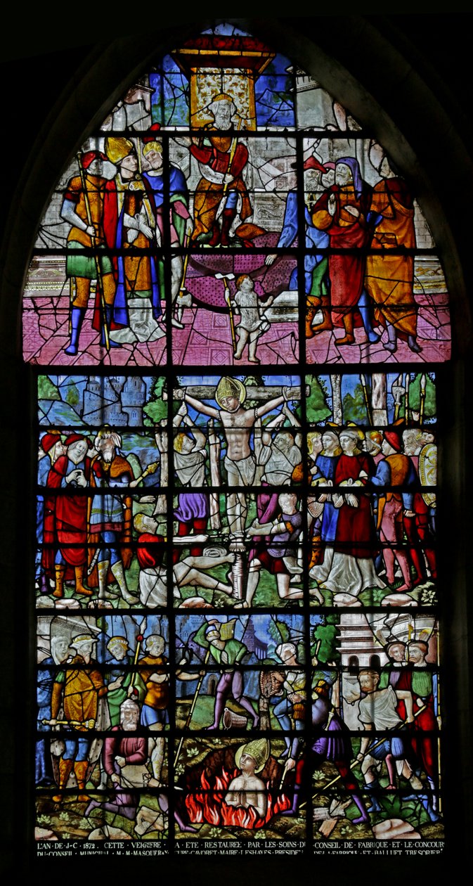 Vindu som viser scener fra livet til St Denis, 1530-40 av Rouen School