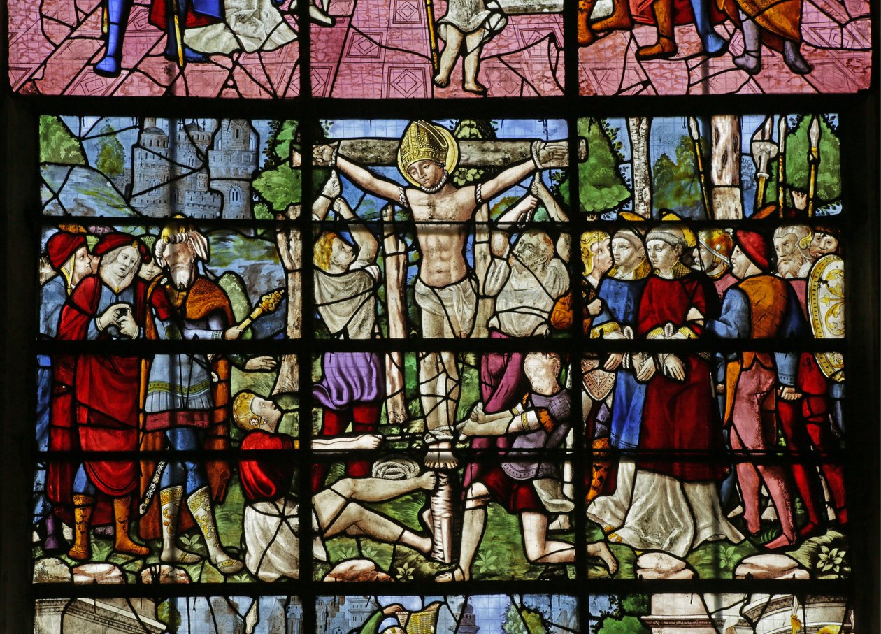 Vindu som viser martyrdøden til St Denis, detalj av 2921672 av Rouen School