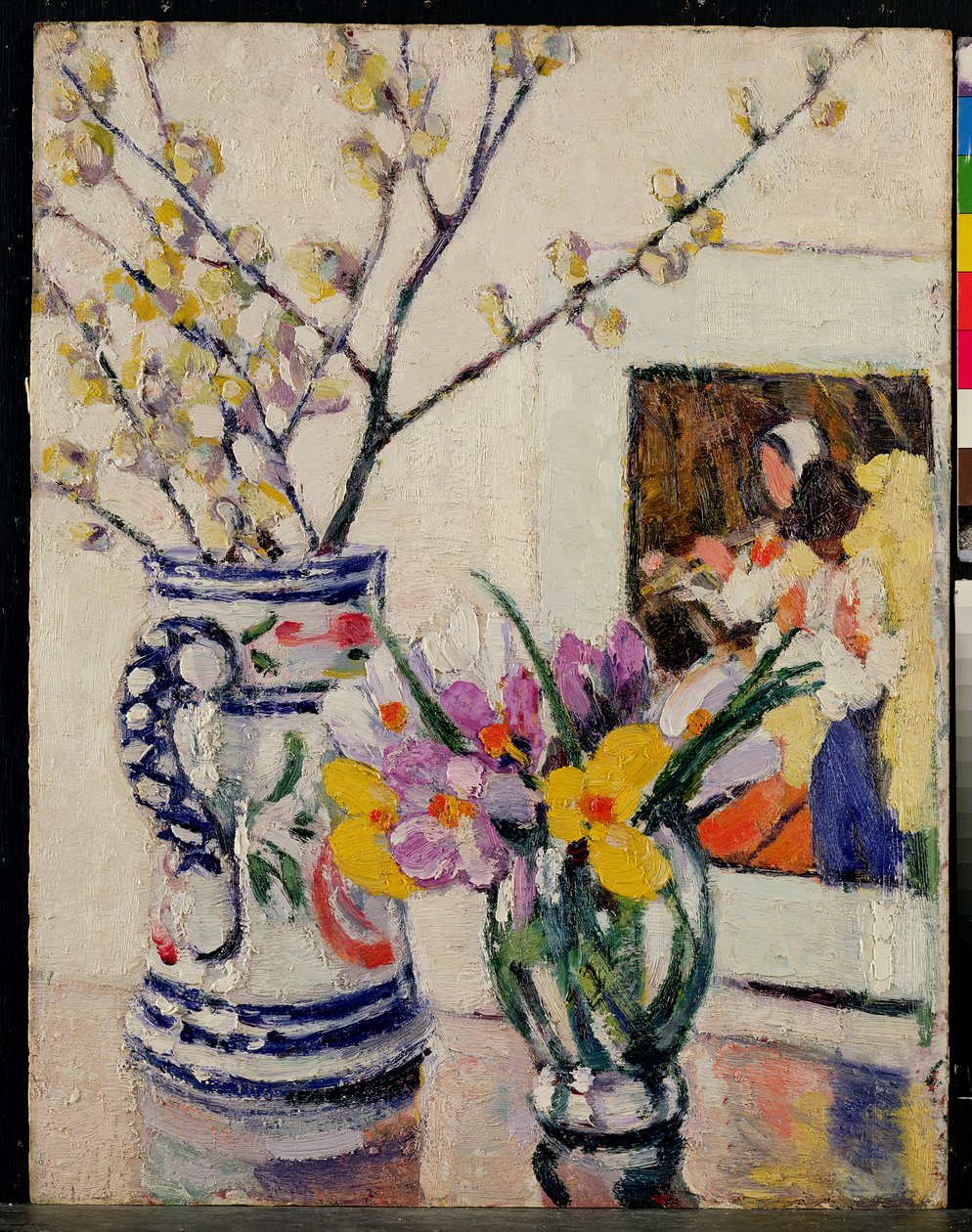 Stilleben med blomster i en vase av Rowley Leggett