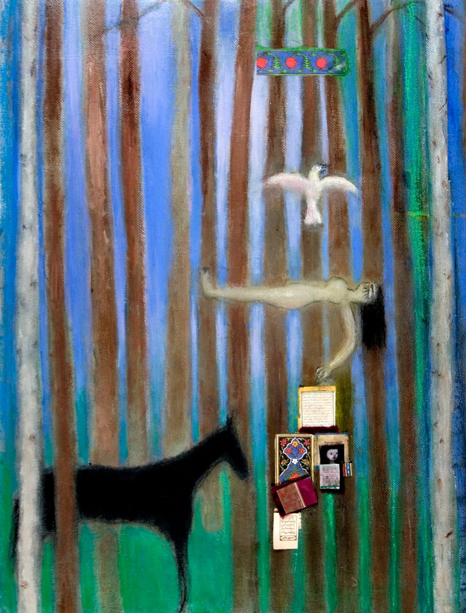 Dream, 2011 (olje og collage på lerret) av Roya Salari