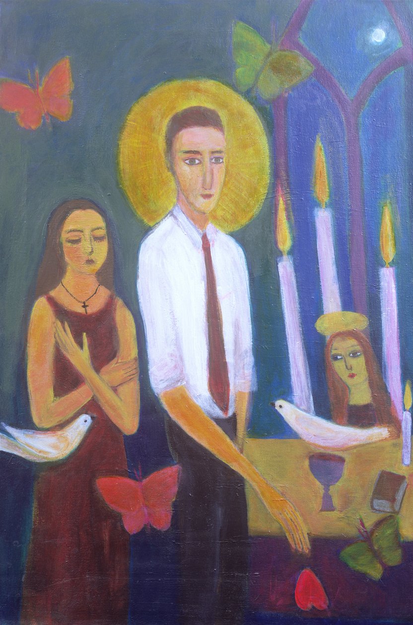 Evening Prayer, 2001 (akryl på lerret) av Roya Salari