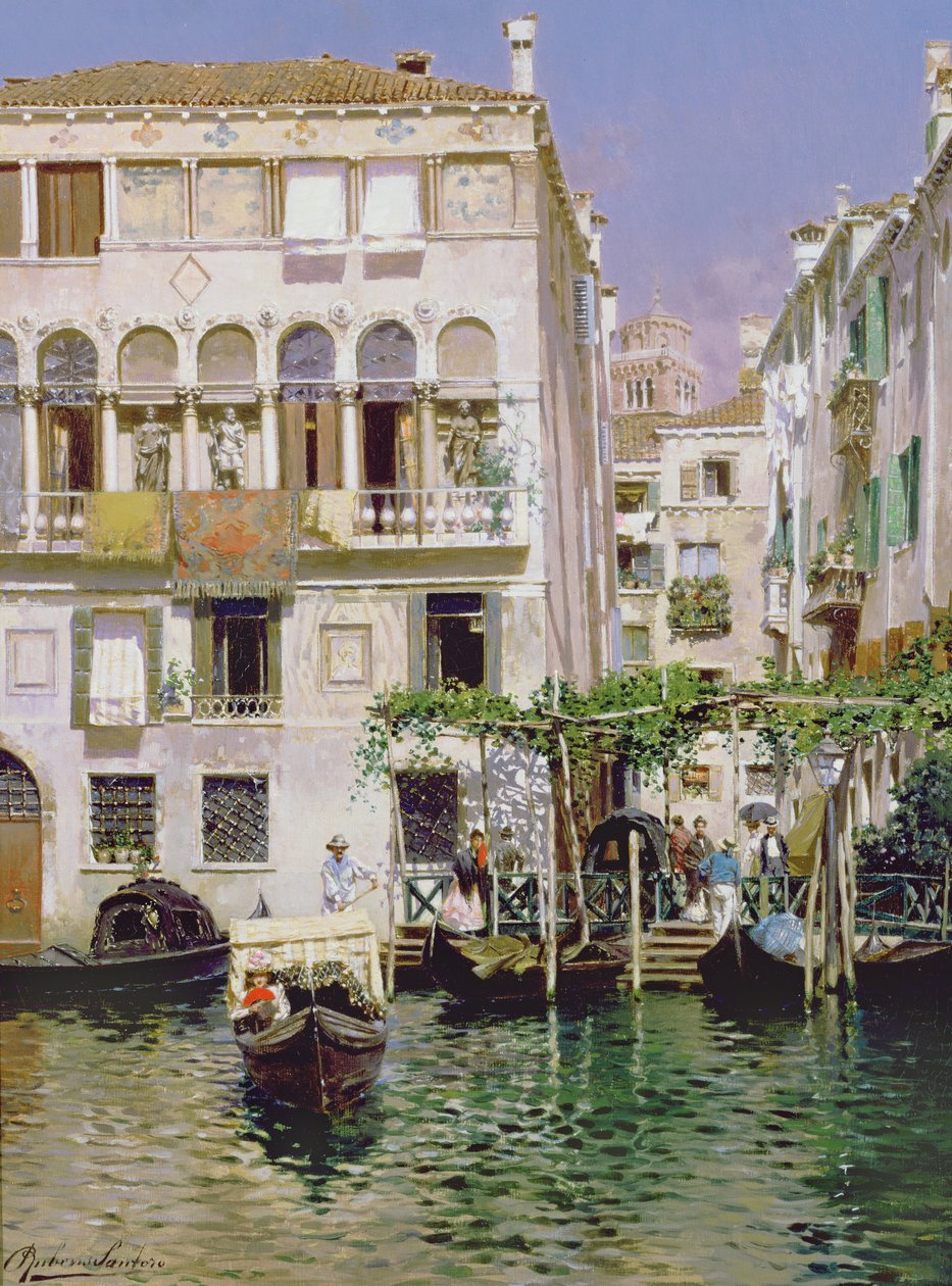 En kanalscene i Venezia av Rubens Santoro