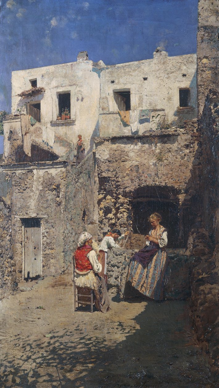 Solen, av Rubens Santoro (1859-1942), olje på panel. Italia, 1900-tallet. av Rubens Santoro