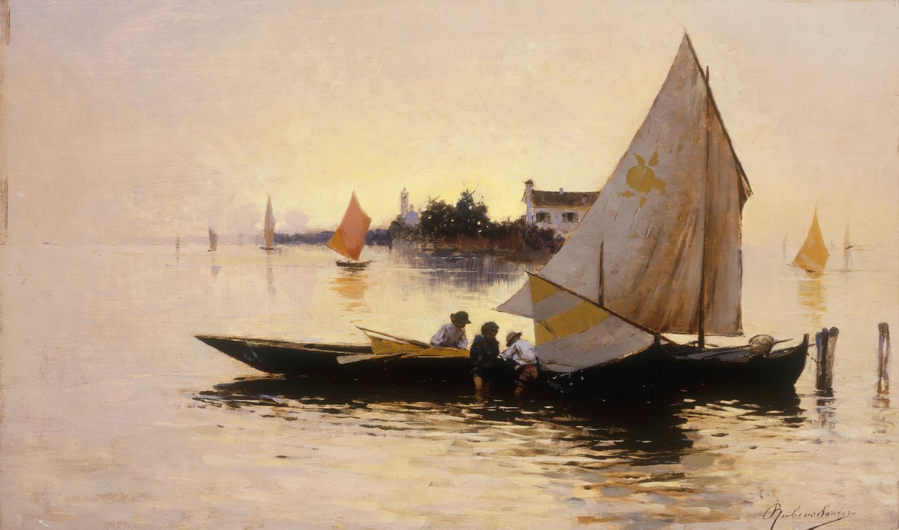 Venezia, The End of the Day (olje på panel) av Rubens Santoro