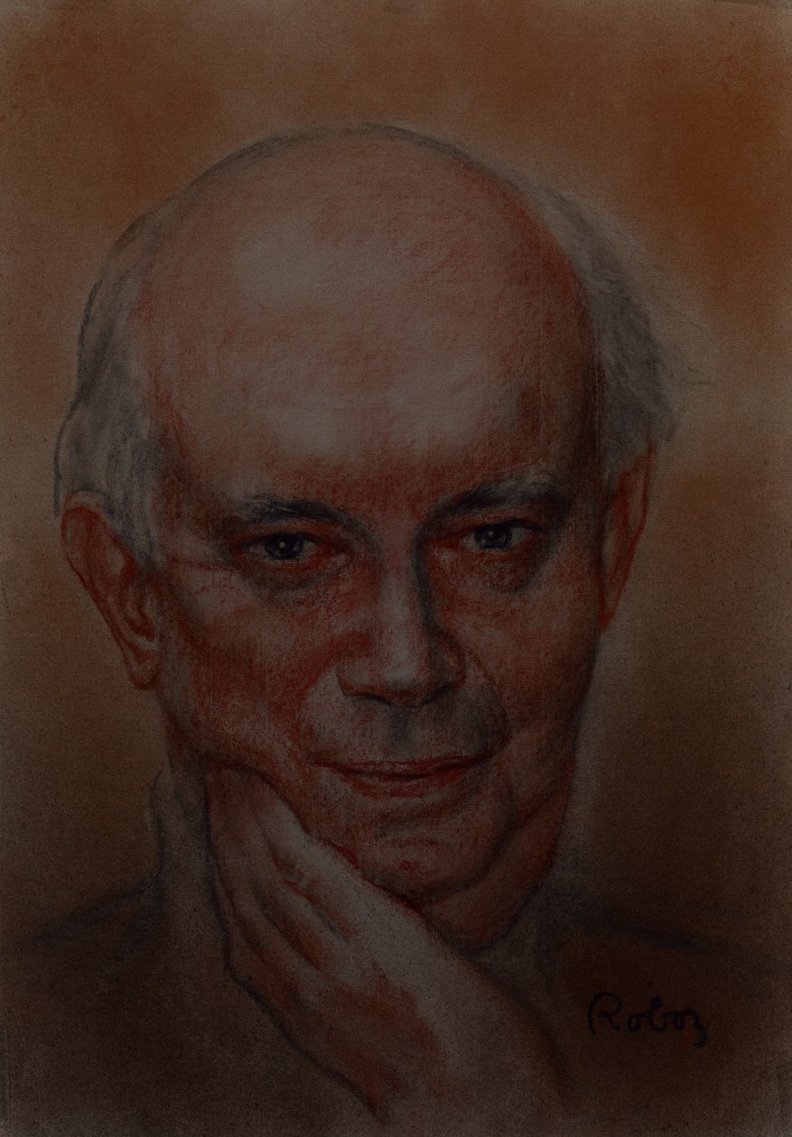 Alan Ayckbourn-portrett av Zsuzsi Roboz i pasteller ca av Rudolf Eichstaedt