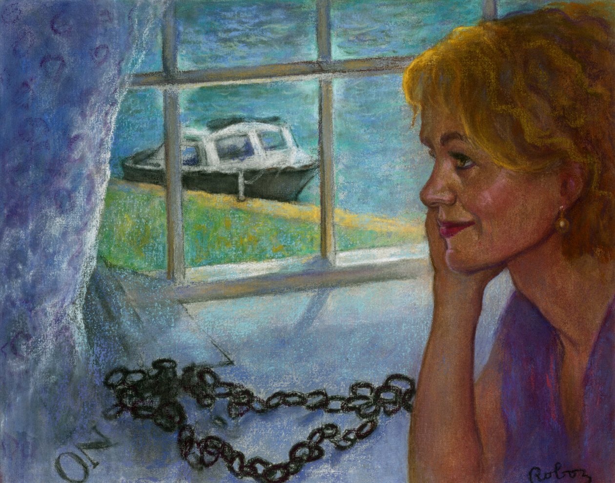 Sally Emerson-portrett av Zsuzsi Roboz i pasteller ca av Rudolf Eichstaedt