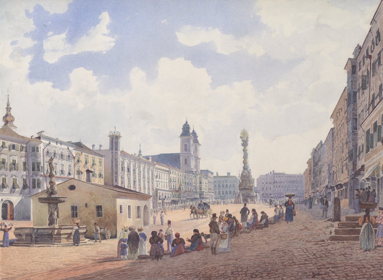 Hovedtorget i Linz av Rudolf von Alt
