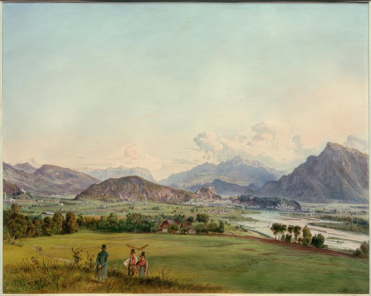 Utsikt over Salzburg av Rudolf von Alt