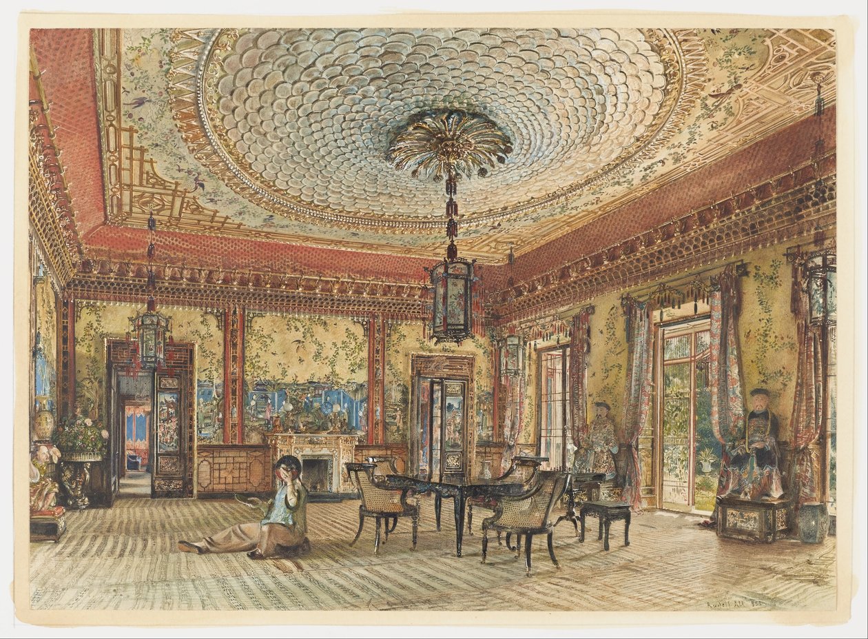 Den japanske salongen, Villa Hügel, Hietzing, Wien av Rudolf von Alt