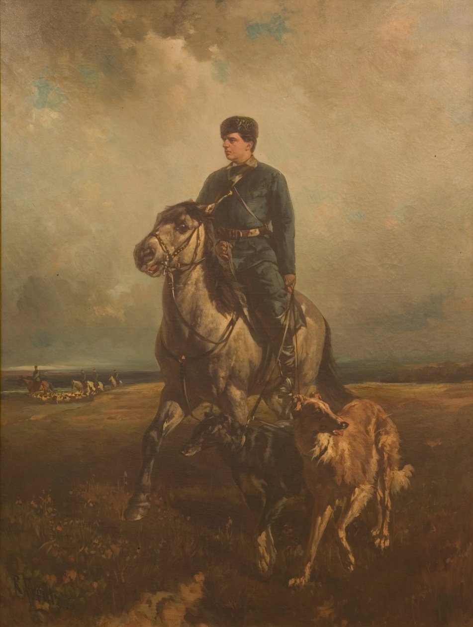 Storhertug Vladimir Aleksandrovich av Russland 1847-1909 På jakt, 1890-tallet av Rudolf Ferdinandovich Frenz