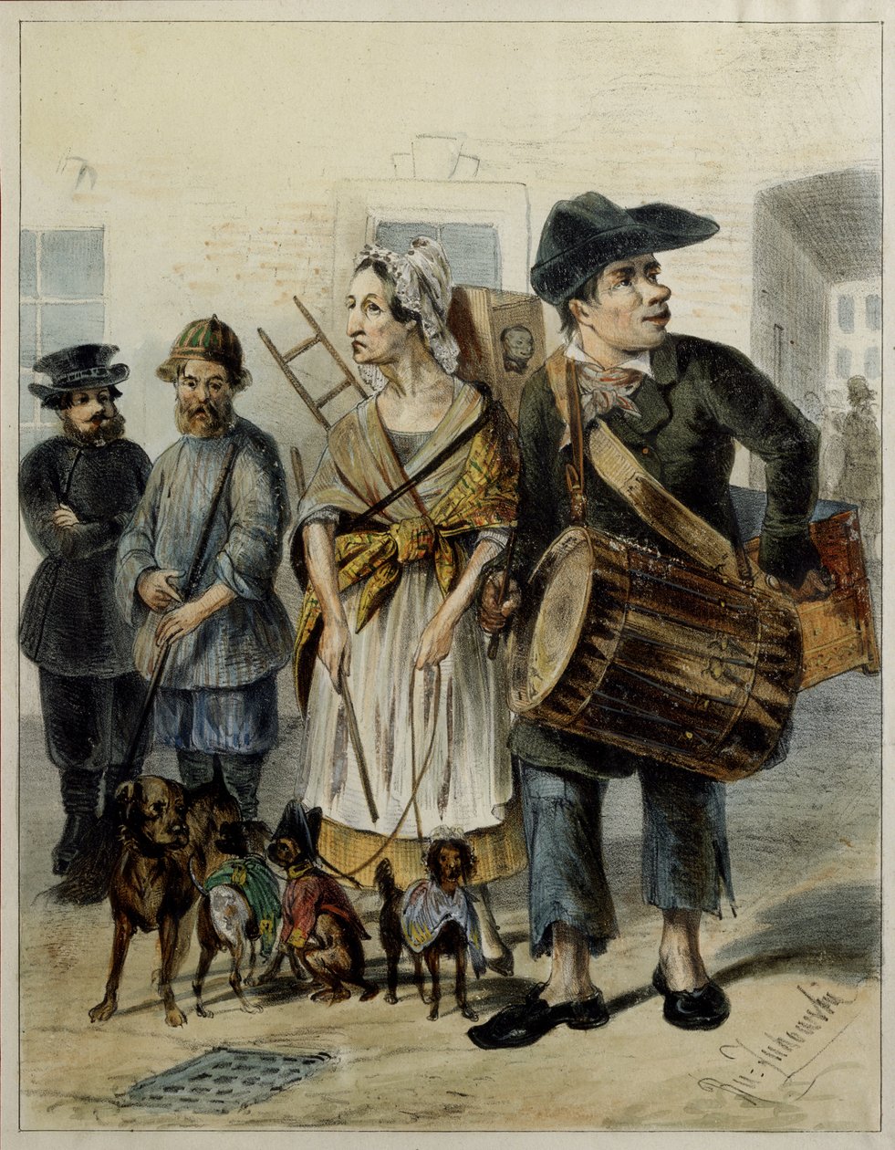En tjener tar hundene ut, 1843 av Rudolf Kasimirovich Zhukovsky