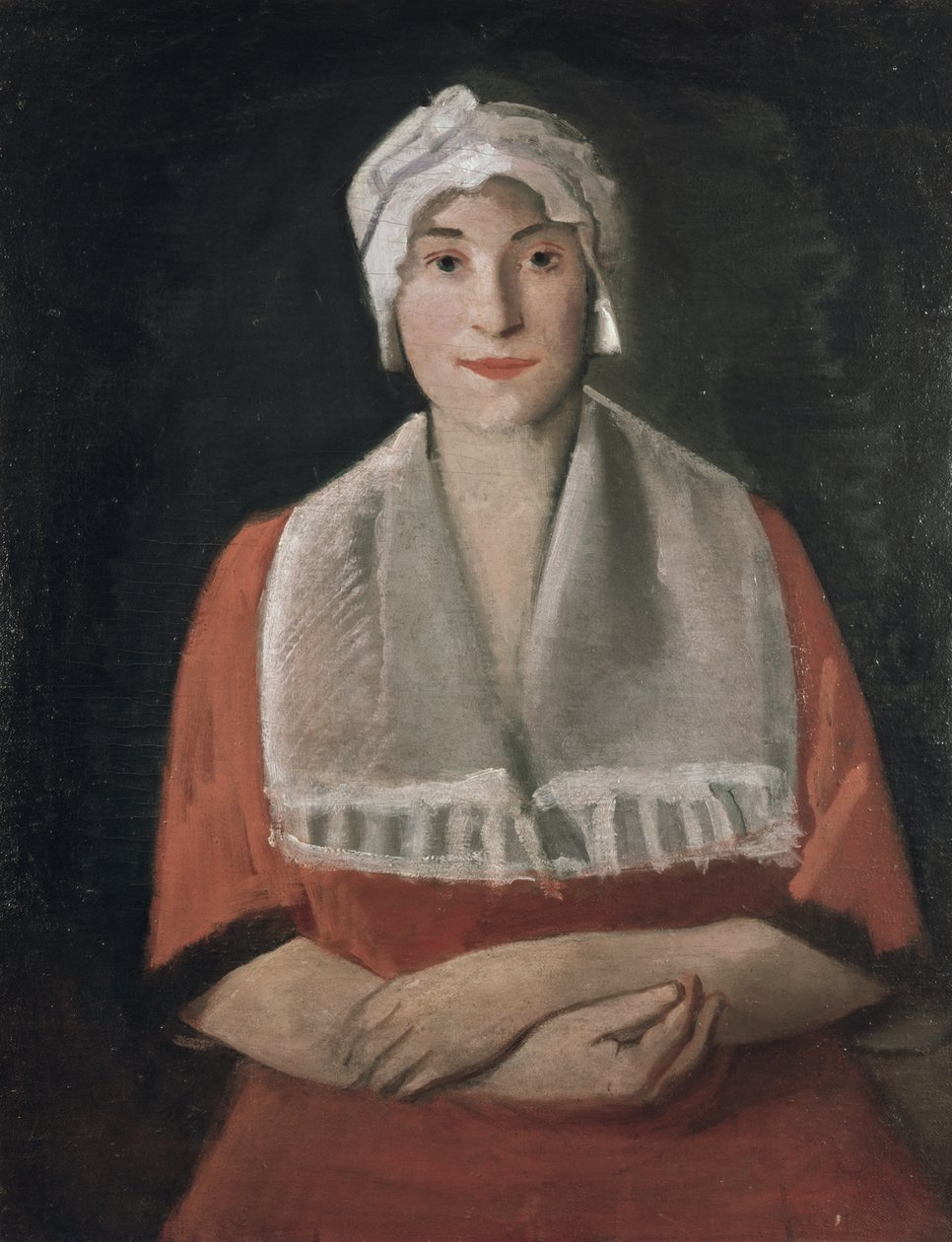 Portrett av en dame i en hvit lue av Rudolf Kremlicka